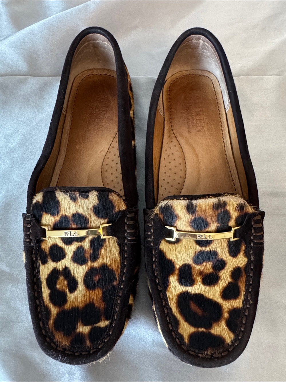 Ralph Ralph Lauren Leopard Pony Hair Moccasin Loafers - Brown, Tan